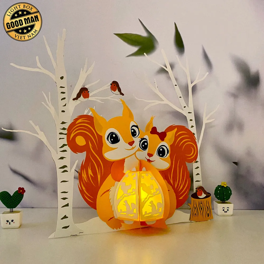 Squirrel Couple - 3D Love Lantern File - Cricut File - LightBoxGoodMan