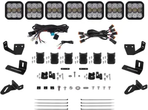 SS5 7-Pod CrossLink Lightbar Kit compatible with Prinsu/Sherpa Roof Racks, Pro White Combo