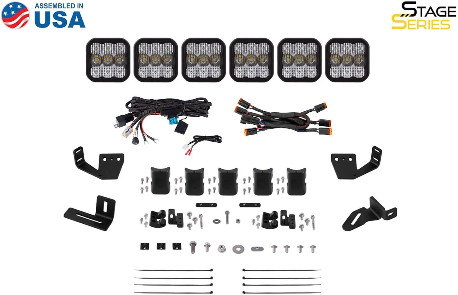 SS5 7-Pod CrossLink Lightbar Kit compatible with Prinsu/Sherpa Roof Racks, Pro White Combo