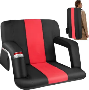 Stadium Seat for Bleachers, Wide Stadiums Seats with Back Support and Cushion, 6 Reclining Positions Stadium Seat for Bleachers, 600D Thick Padding Portable Stadium Chair for Sport Events-21''