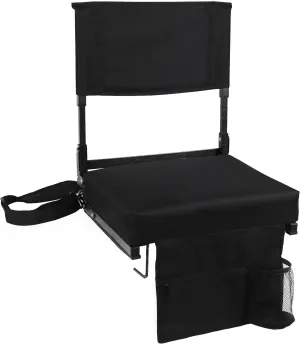 Stadium Seat with Back Support Bleacher Chair with Back and Cushion High Back Includes Shoulder Strap and Cup Holder