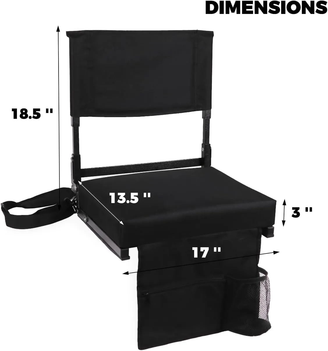 Stadium Seat with Back Support Bleacher Chair with Back and Cushion High Back Includes Shoulder Strap and Cup Holder