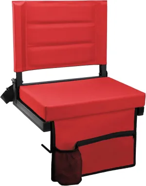 Stadium Seats for Bleachers with Back Support, Portable Bleacher Seats with Thick Padded Cushion and Shoulder Strap, Wide Stadium Seat Chair Includes Hooks, Cup Holder and Side Pocket