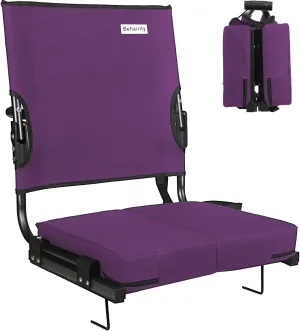 Stadium Seats for Bleachers with Back Support Wide, Portable Bleacher Chairs with Highest Back and Thick Cushion, Folding Padded Stadium Chair for Adults at Sports Events and Concerts (Dark Purple)