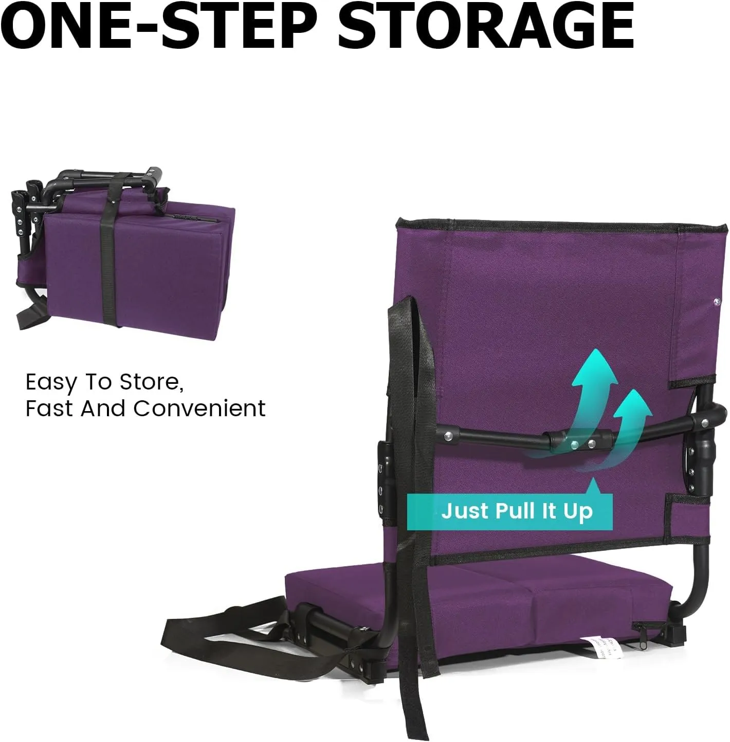 Stadium Seats for Bleachers with Back Support Wide, Portable Bleacher Chairs with Highest Back and Thick Cushion, Folding Padded Stadium Chair for Adults at Sports Events and Concerts (Dark Purple)