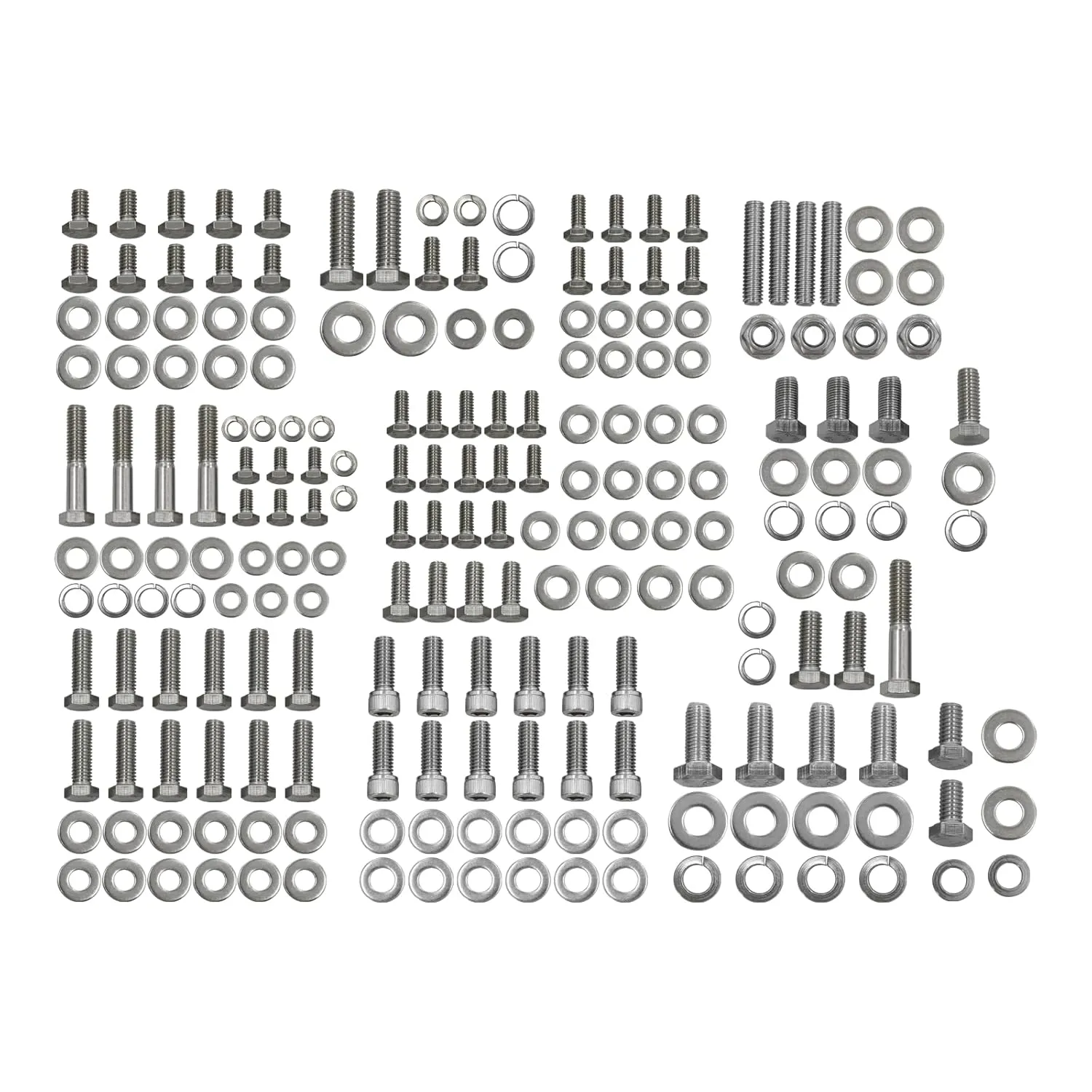 Stainless Steel Engine Bolt Kit 211 pcs Bolts Nuts Washers for SBC Chevy 265 283 302 305 307 327 350 400 Silver