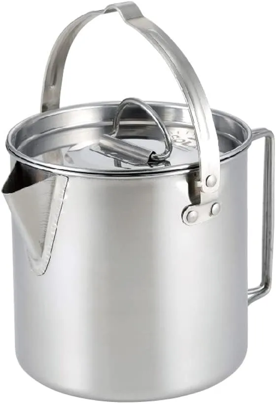 Stainless Steel Kettle Folding Handle Camping Hung Pot Portable Coffee Pot Picnic Cooker 1.2L Teapot Cooking Accessory