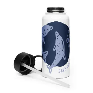 Stainless steel water bottle with a straw lid