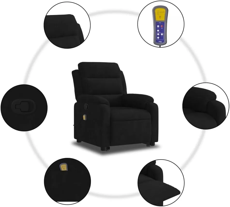 Stand up Massage Recliner Chair Black VelvetLounge Chair Comfy Chair Living Room Chair Suitable for Decks, Living Rooms, and patios.