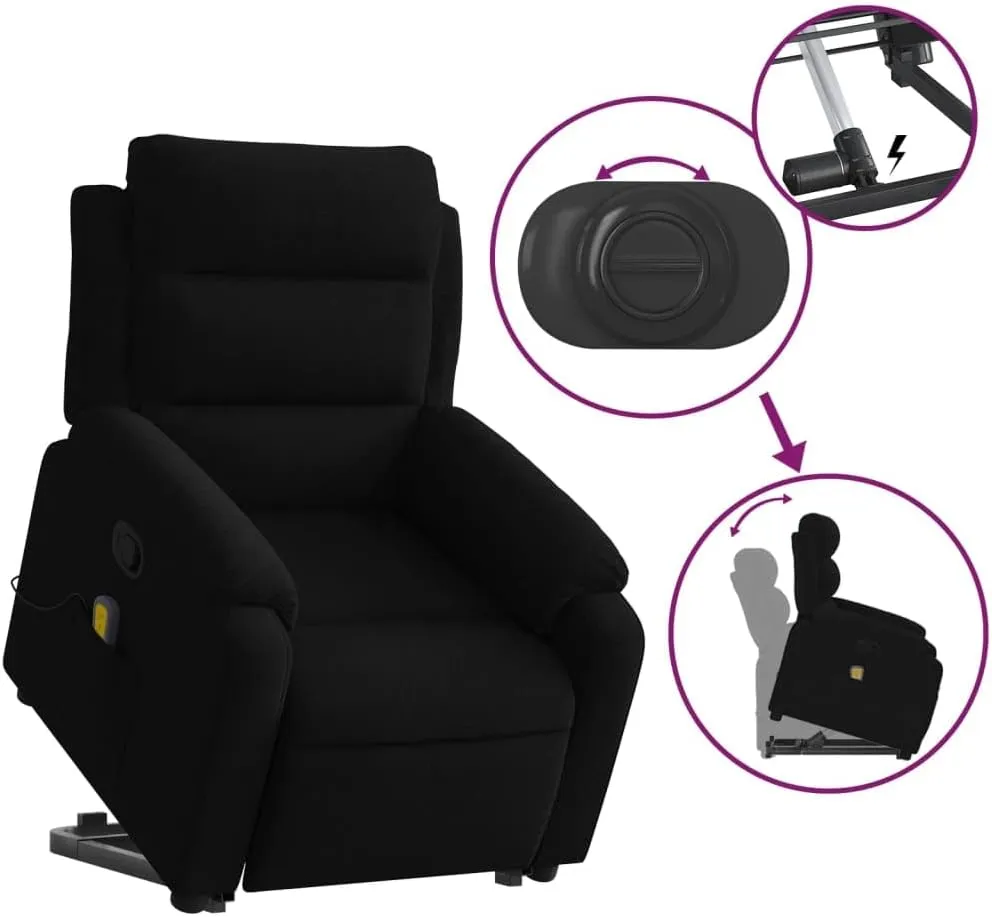 Stand up Massage Recliner Chair Black VelvetLounge Chair Comfy Chair Living Room Chair Suitable for Decks, Living Rooms, and patios.
