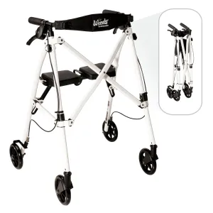 Stander Wonder Rollator, Lightweight Folding Space Saver Mobility Rolling Walker for Seniors and Adults, 6-inch Wheels, Locking Brakes, and Padded Seat with Backrest, Vivid White