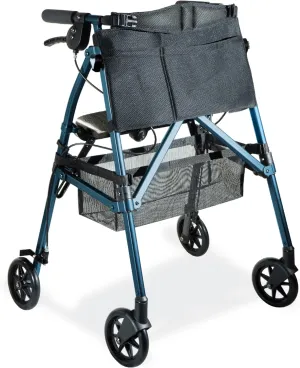 Stander Wonder Rollator Plus, Lightweight Folding Mobility Rolling-Walker, EZ Fold-N-Go-Rollator for Seniors and Adults, 6-inch Wheels, Locking Brakes and Padded Seat with Backrest, Cobalt Blue