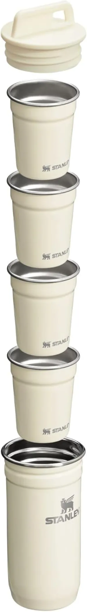 Stanley Adventure Pre-Party Nesting Shot Glass Set | 4 Shot Glasses in Travel Carrying Case | 2 oz Stainless Steel Shooters | BPA-Free | Cream Gloss