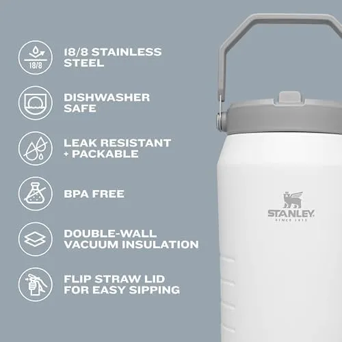 Stanley IceFlow Flip Straw Jug with Handle 64 oz| Twist On Lid and Flip Up Straw | Leak Resistant for Travel and Sports | Insulated Stainless Steel |BPA-Free |Charcoal