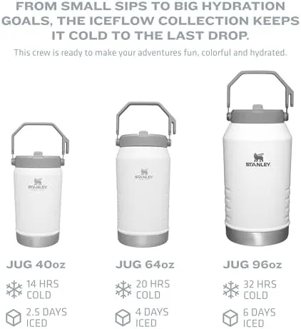 Stanley IceFlow Flip Straw Jug with Handle 64 oz| Twist On Lid and Flip Up Straw | Leak Resistant for Travel and Sports | Insulated Stainless Steel |BPA-Free |Charcoal