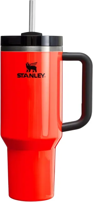Stanley Quencher H2.0 FlowState Stainless Steel Vacuum Insulated Tumbler With Lid And Straw Neon Orange 40oz