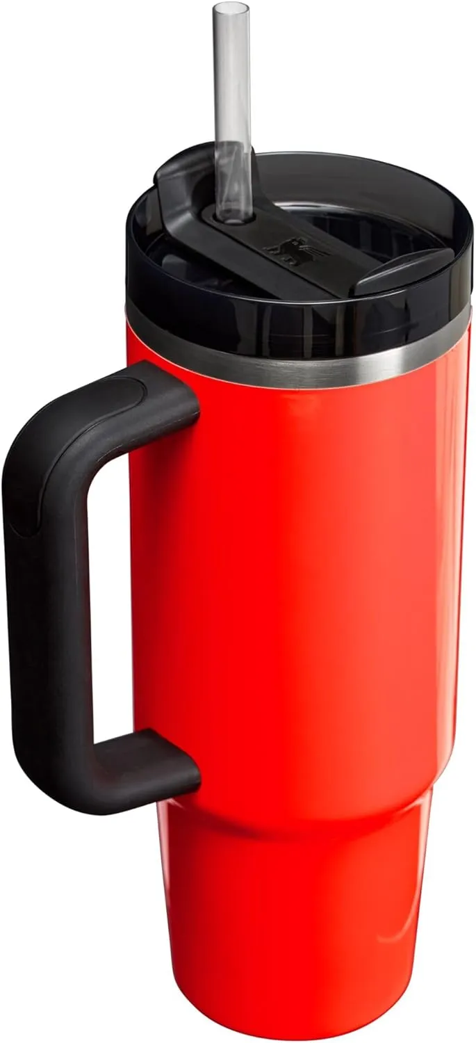 Stanley Quencher H2.0 FlowState Stainless Steel Vacuum Insulated Tumbler With Lid And Straw Neon Orange 40oz