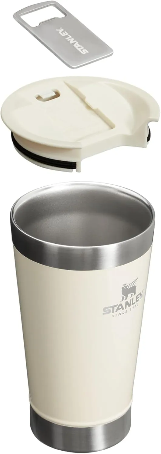 Stanley Stay-Chill Beer Pint 16 oz | Wide Mouth Lid | Built-In Bottle Opener | Beer Tumbler Cup | Insulated Stainless Steel Pint Glass | BPA-Free | Cream Gloss