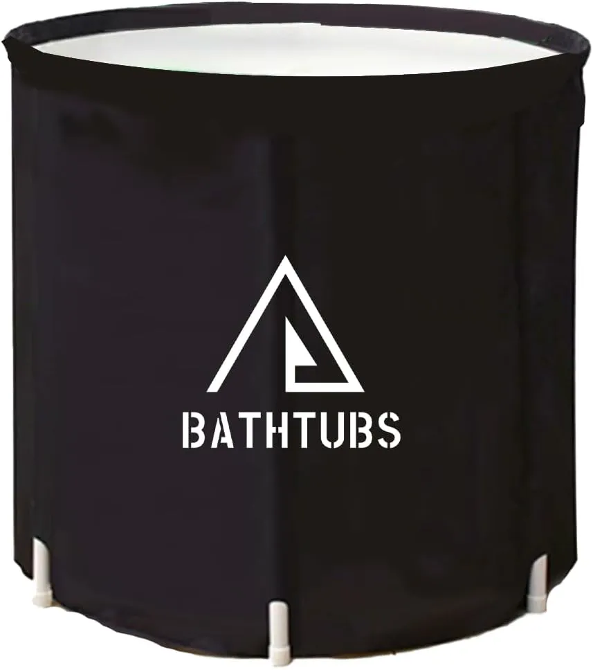 STARBRILLIANT Portable Foldable Bathtub, Collapsible Adult Travel Bath Tub for Camping, Home & Spa, Space-Saving Storage, Durable PVC Material (Black, 27inch)