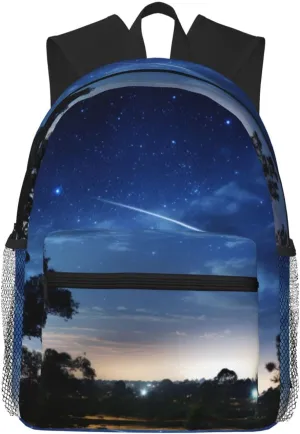Starry Sky Meteor Stars College Backpack For Women Men,Lightweight Travel Bag Backpack With Pockets