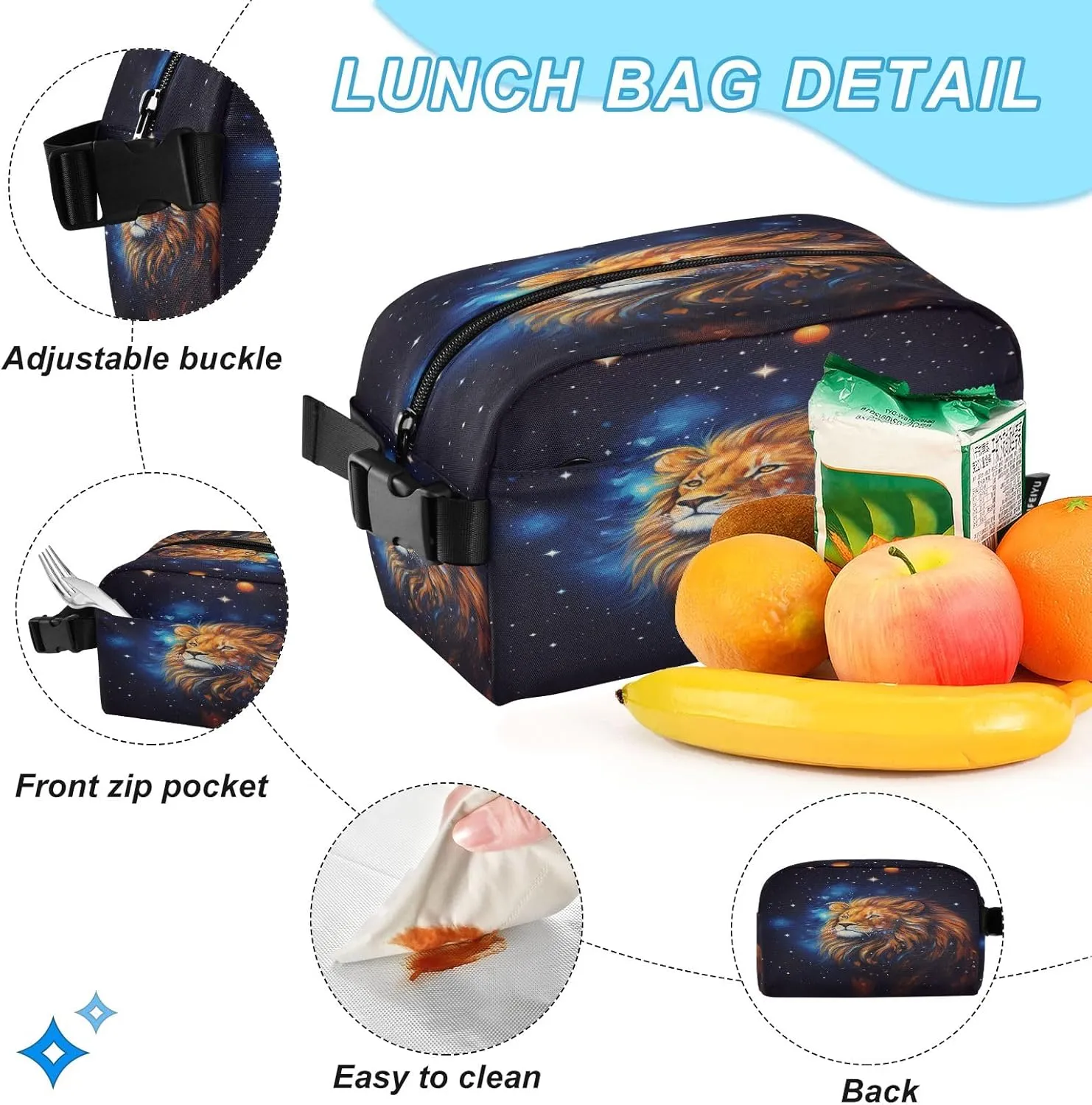 Starry Sky Tiger Backpack for Kids Lightweight Travel Schoolbags with Lunch Box Set, A01E23037