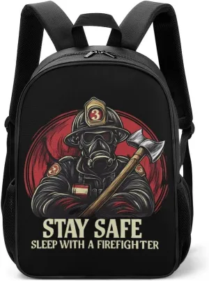 Stay Safe Sleep with A Firefighter Cute Backpack Casual Daypack Travel Shoulder Bag for Women Men Funny Print