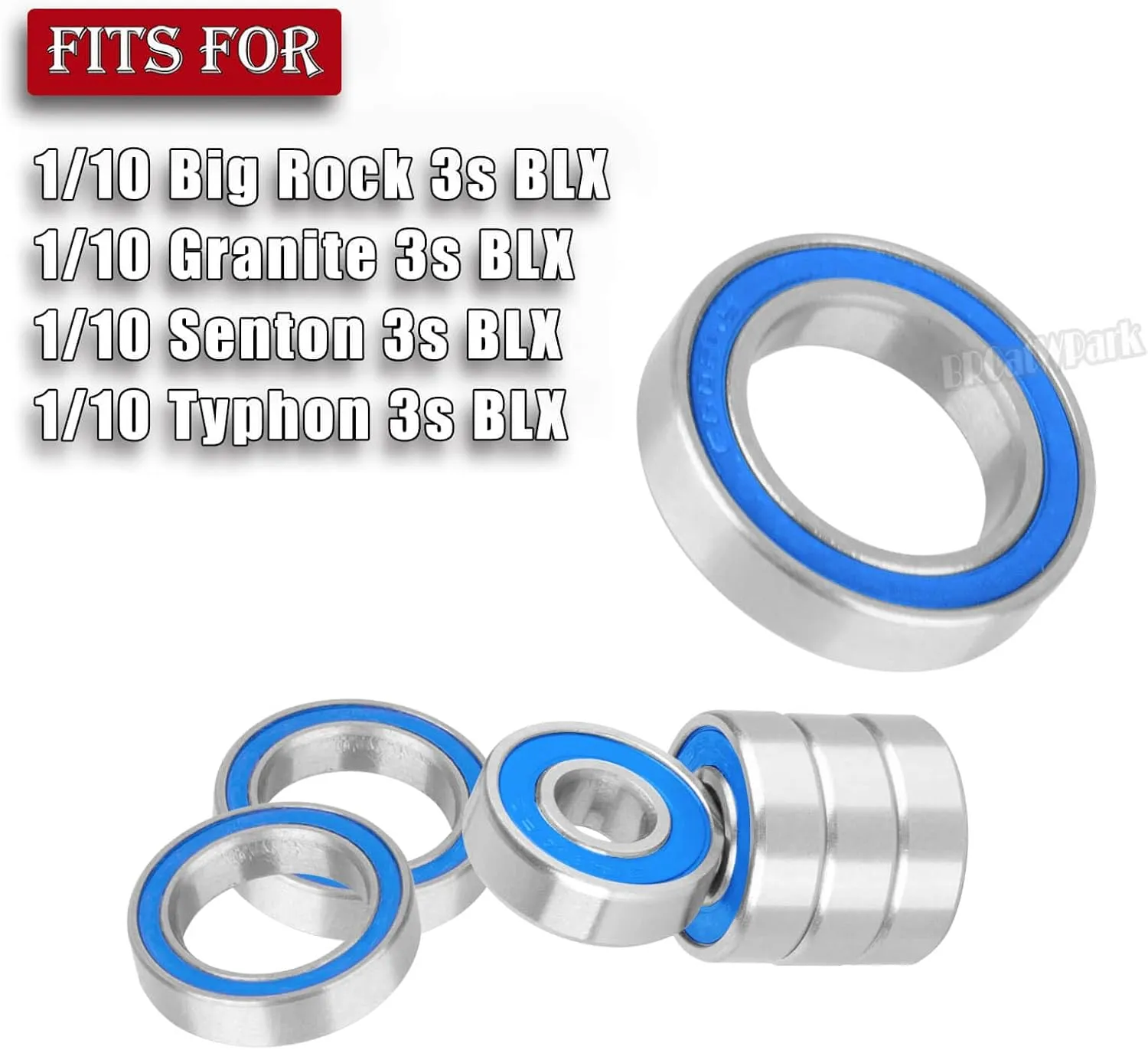 Steel Bearing Kit & Bearing Screw Kit Upgrades Part for 1/10 Big Rock 3s BLX/Granite 3s BLX/Senton 3s BLX/Typhon 3s BLX,RC Bearing Kit Rubber Seals Hops Up,Navy Blue