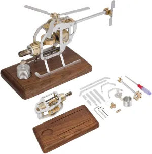 Stirling Engine Helicopter Model That Runs, Simulated Mechanical Helicopter Engine DIY Assembly Science Physical Experiment Toy for Adult (KIT Version)