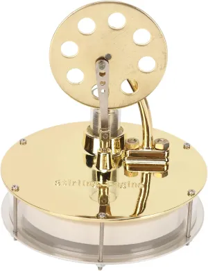 Stirling Engine Kit,Toy Generator,Stirling Engine Motor Model Glass Tube Low Temperature Electricity Power Generator Golden Zinc Alloy