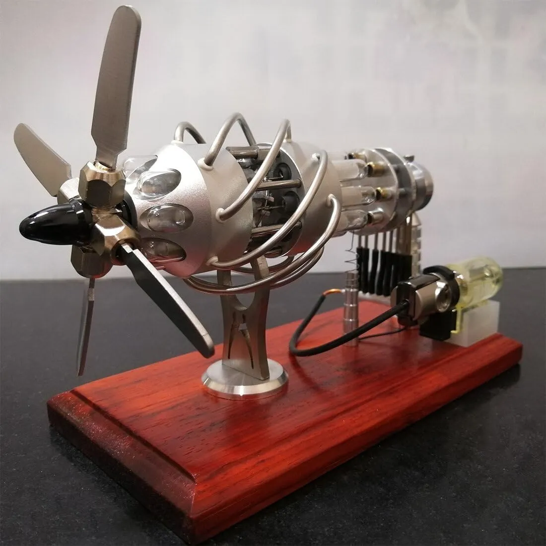 Stirling Engine Model Kit 16 Cylinder Swash Plate Hot Air Generator, Physics and Science Engine Model Kits for Adults That Works