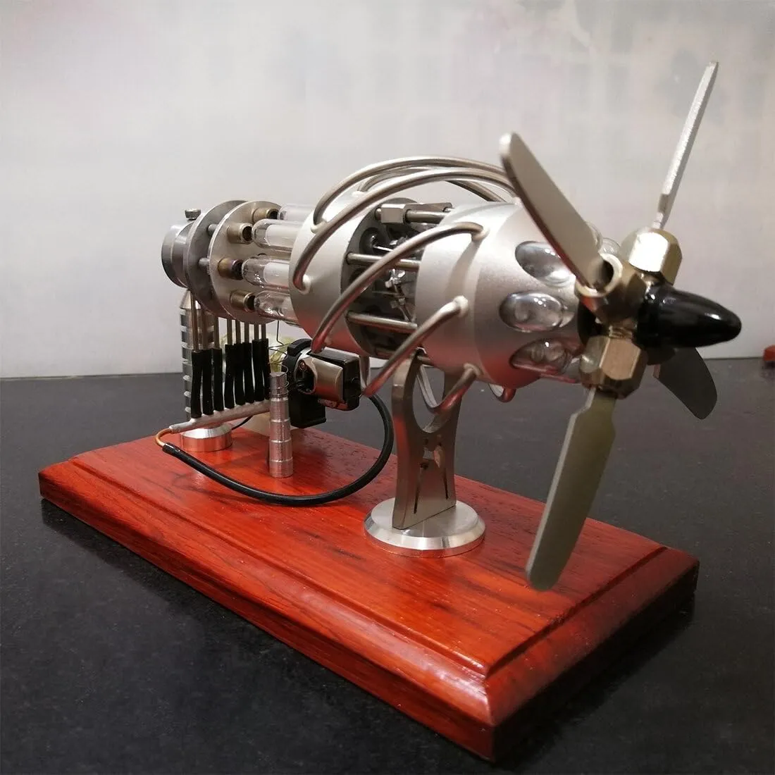 Stirling Engine Model Kit 16 Cylinder Swash Plate Hot Air Generator, Physics and Science Engine Model Kits for Adults That Works