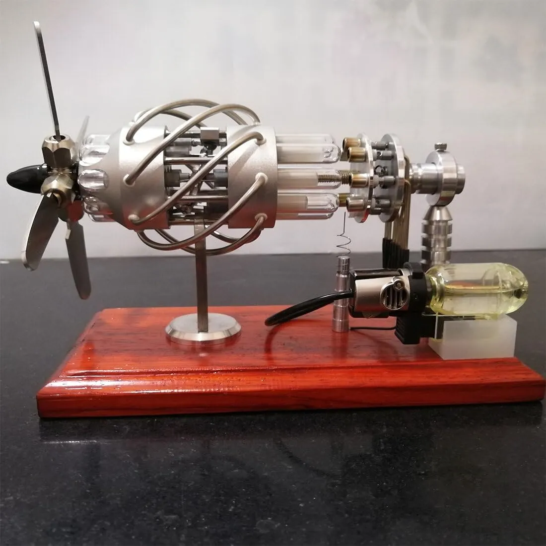 Stirling Engine Model Kit 16 Cylinder Swash Plate Hot Air Generator, Physics and Science Engine Model Kits for Adults That Works