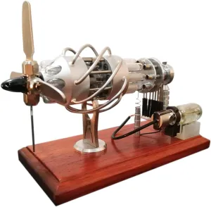 Stirling Engine Model Kit 16 Cylinder Swash Plate Hot Air Generator, Physics and Science Engine Model Kits for Adults That Works
