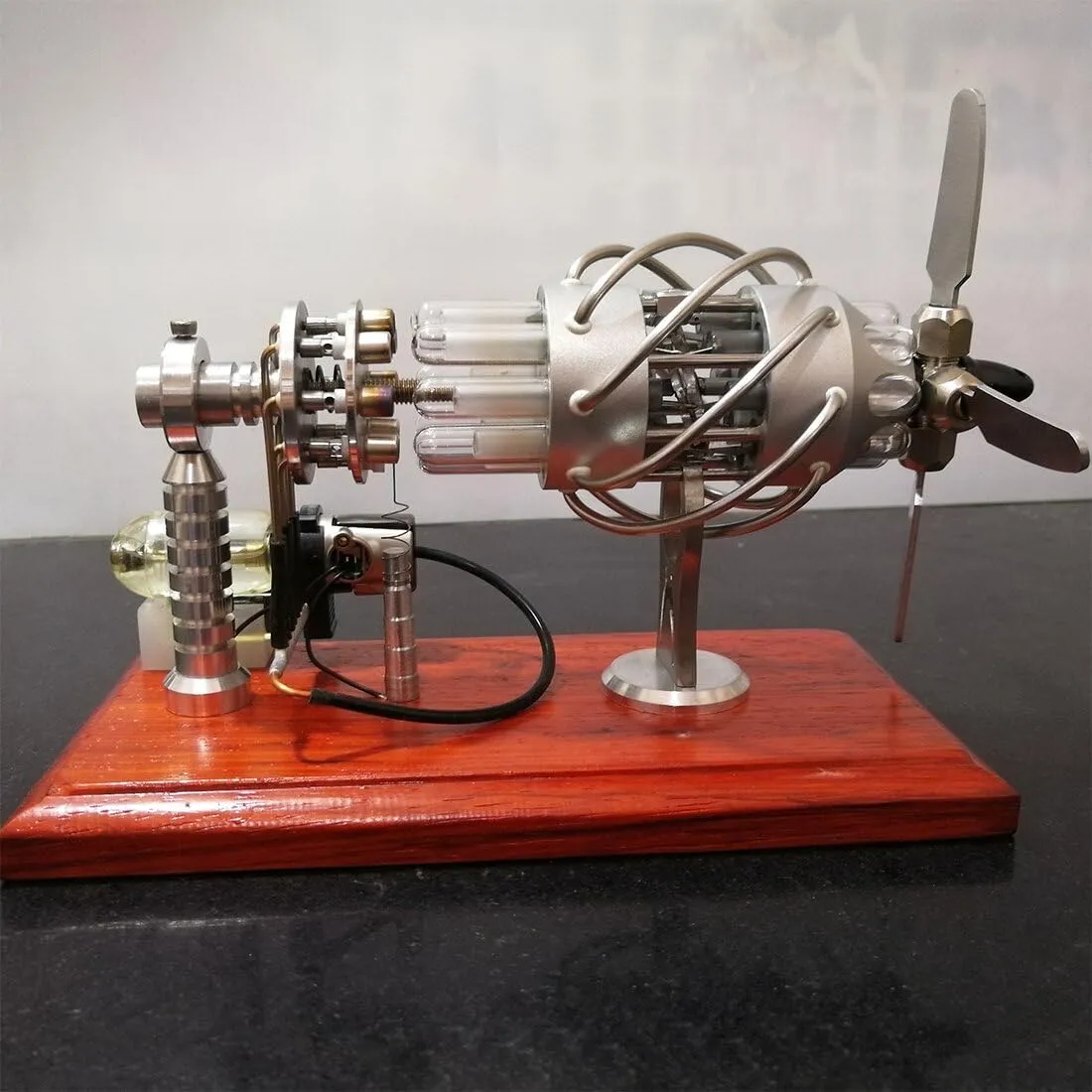 Stirling Engine Model Kit 16 Cylinder Swash Plate Hot Air Generator, Physics and Science Engine Model Kits for Adults That Works