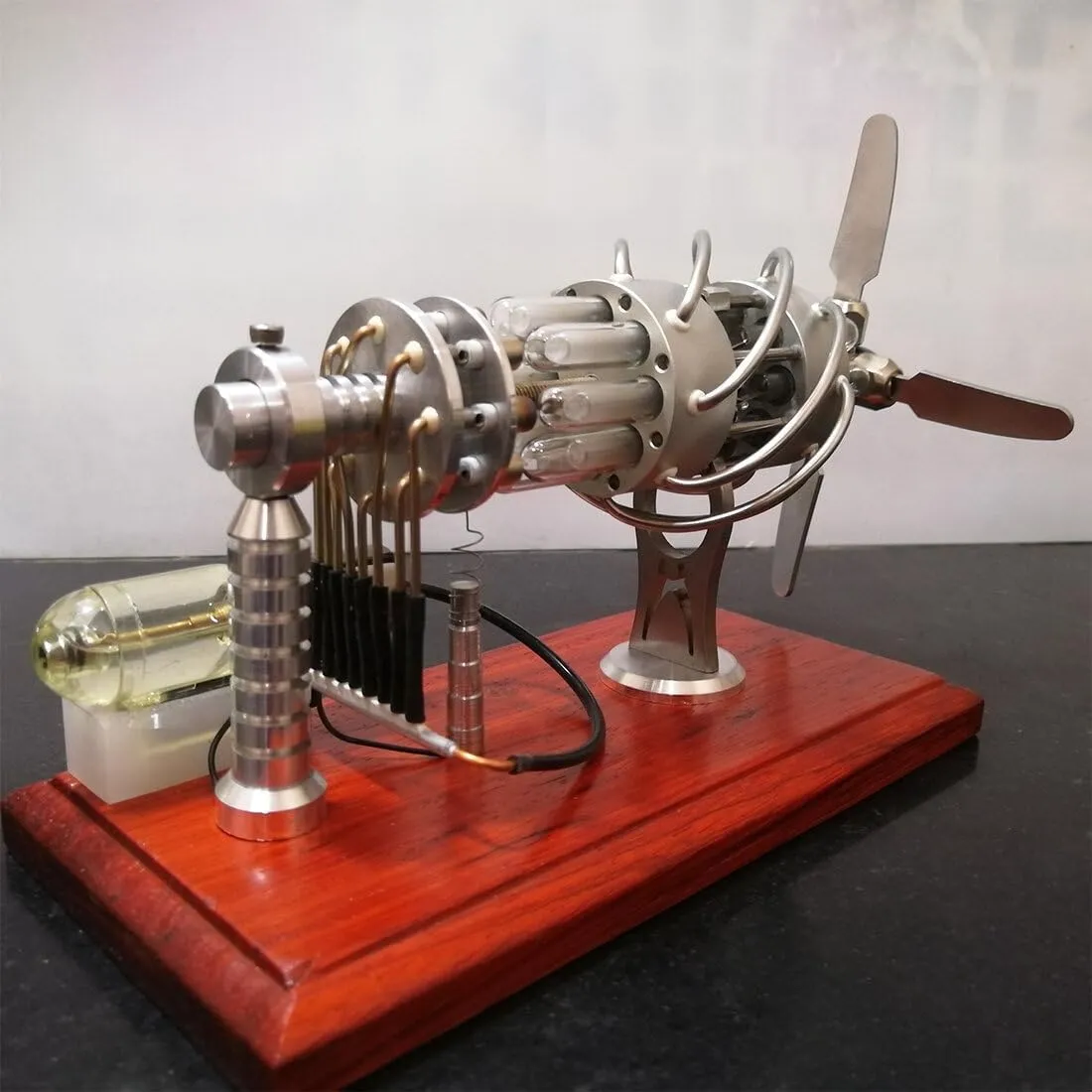 Stirling Engine Model Kit 16 Cylinder Swash Plate Hot Air Generator, Physics and Science Engine Model Kits for Adults That Works