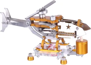 Stirling Engine Model Kit, Transport Helicopter Horizontal Single Cylinder Stirling Engine Motor Model, Mechanical Metal Vacuum Stirling Motor Electricity Generator Engine Kit, Type 1