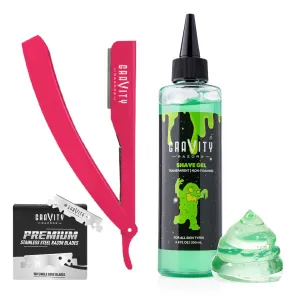 Straight Razor Bundle - 2mm Exposed Straight Razor Kit (Panthera) with 110 Gravity Premium Blades and Barber-Grade Shaving Gel, 6.8 oz