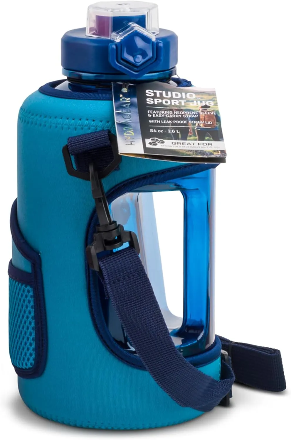 Studio Sport Jug with Neopreme Sleave, Easy-Carry Strap, and Leak-proof Straw Lid - 54 Oz - Isle
