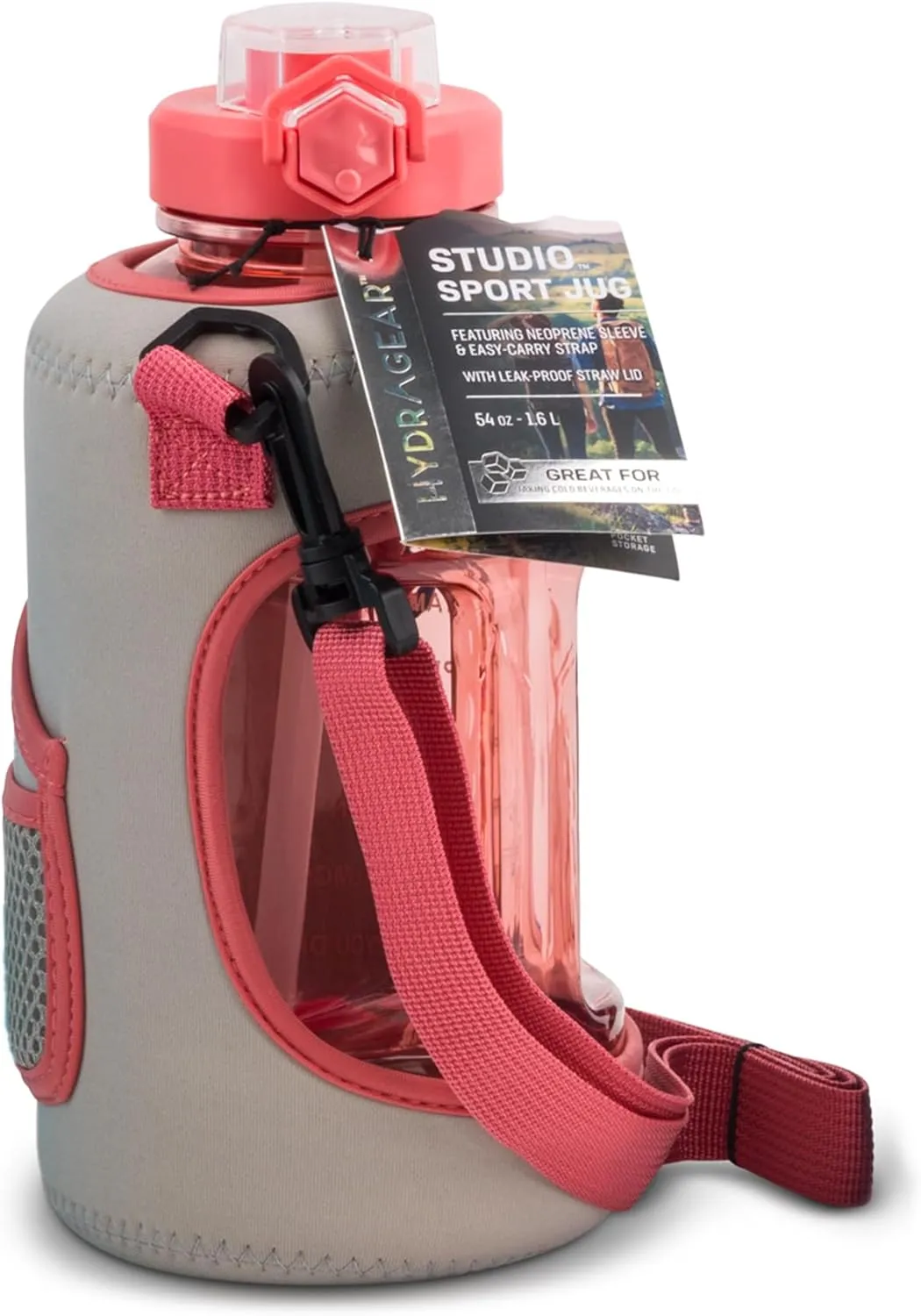 Studio Sport Jug with Neopreme Sleave, Easy-Carry Strap, and Leak-proof Straw Lid - 54 Oz - Lucky