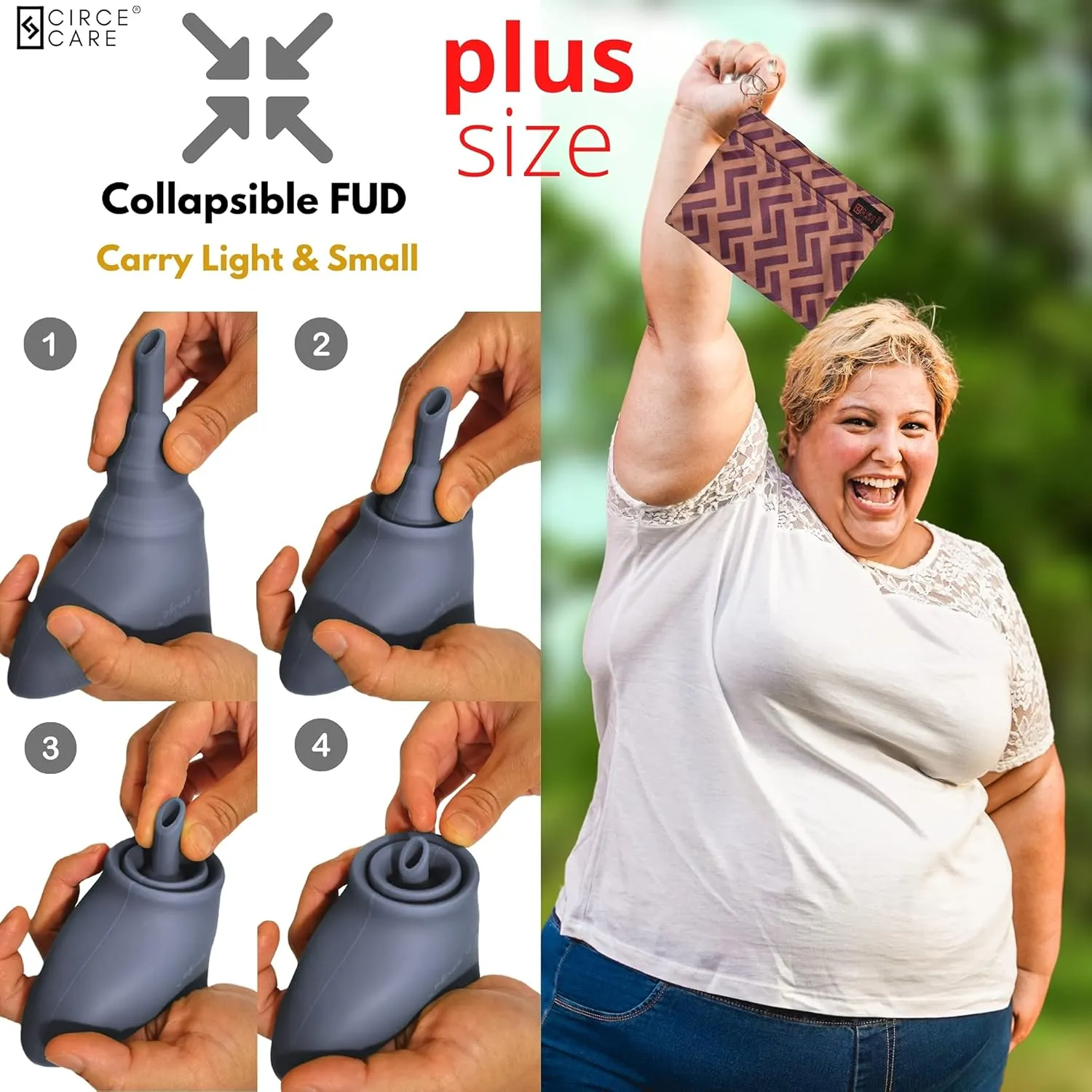 SuAmiga Female Urination Device Collapsible Female Urinal; Portable Reusable Urinal for Women to Pee Standing Up; Women Pee Funnel for Travel, Camping, Hiking, Outdoor (Soft,Firm,Plus Size)