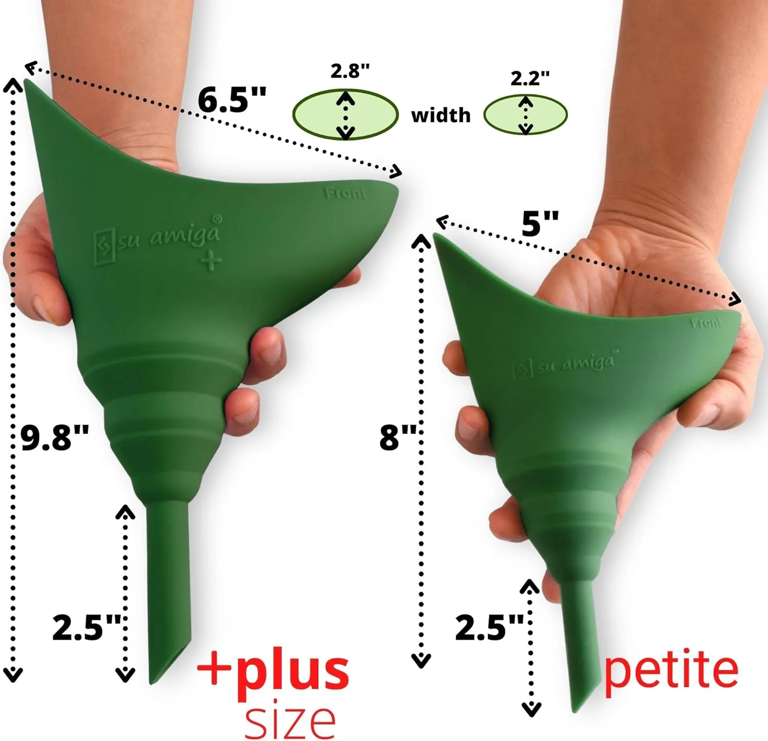 SuAmiga Female Urination Device Collapsible Female Urinal; Portable Reusable Urinal for Women to Pee Standing Up; Women Pee Funnel for Travel, Camping, Hiking, Outdoor (Soft,Firm,Plus Size)