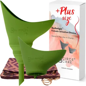 SuAmiga Female Urination Device Collapsible Female Urinal; Portable Reusable Urinal for Women to Pee Standing Up; Women Pee Funnel for Travel, Camping, Hiking, Outdoor (Soft,Firm,Plus Size)