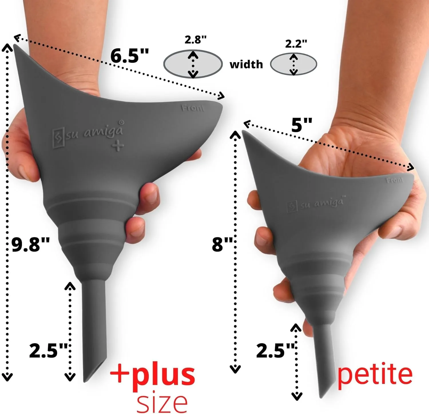 SuAmiga Female Urination Device Collapsible Female Urinal; Portable Reusable Urinal for Women to Pee Standing Up; Women Pee Funnel for Travel, Camping, Hiking, Outdoor (Soft,Firm,Plus Size)