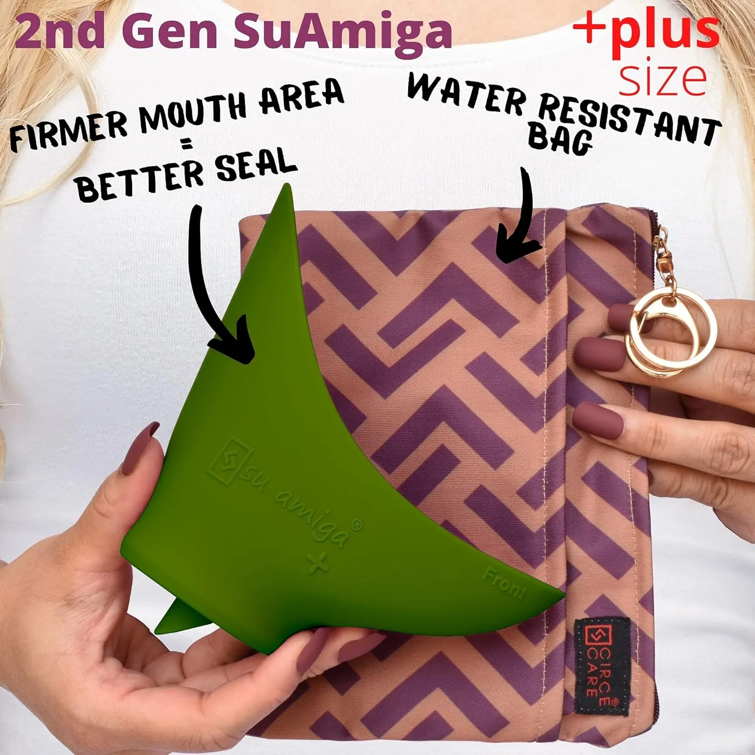 SuAmiga Female Urination Device Collapsible Female Urinal; Portable Reusable Urinal for Women to Pee Standing Up; Women Pee Funnel for Travel, Camping, Hiking, Outdoor (Soft,Firm,Plus Size)