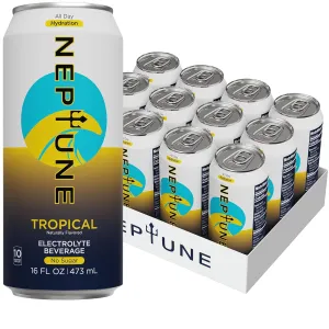Sugar Free Electrolyte Drink, Tropical, 12 Pack, Naturally Flavored Water with Electrolytes for Daily Hydration, Pre or Post Workout, Fitness, Low Calorie Non Carbonated Electrolyte Water
