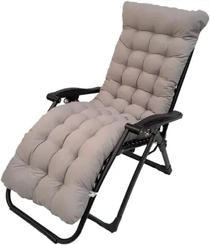 Sun Lounger Chair Cushions,67-inch Lounge Chaise Cushion Sun Lounger Mattress with Non-Slip Back Elastic Sleeve for Garden Outdoor/Indoor/Sofa/Tatami/Car Seat/Bench (Gray)