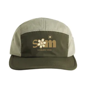 SUNBURNT MESS FLOWER POWER 5 PANEL CAP - OLIVE