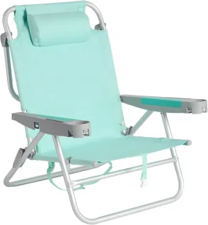 SUNNYFEEL Low Folding Beach Chair 500 LBS Heavy Duty 5 Position Lay Flat, XL Oversized Portable Sand Camping Chairs with Cup Holder for Outdoor/Trip, Lightweight Backpack Beach Chairs for Adults