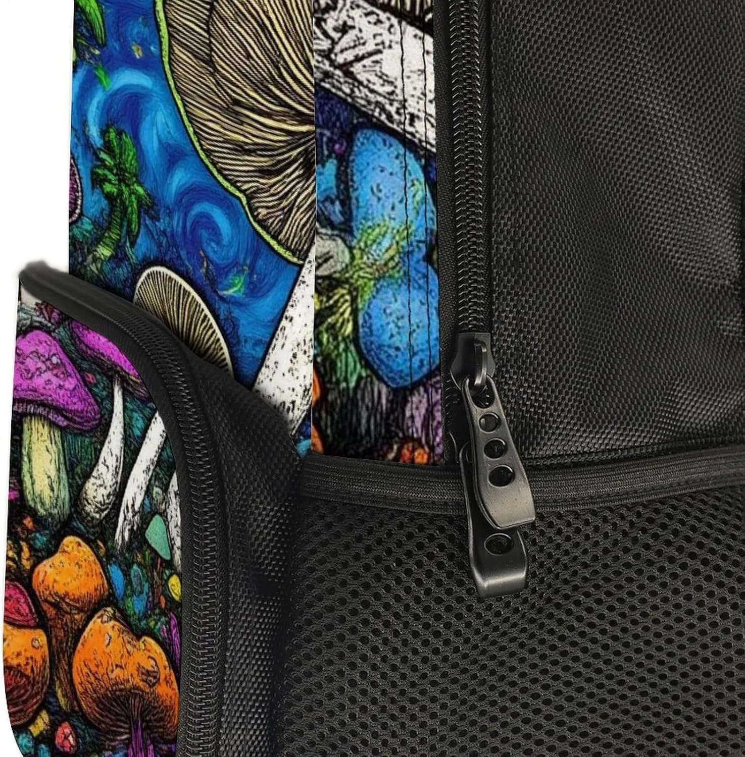 Supdreamc Lightweight Daypack Backpack for Trekking Work Running - Big Capacity Multipurpose Anti-Theft Bookbag, Trippy Mushroom World Business Computer Bag