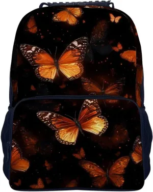 Supdreamc Lightweight Daypack Bookbag for Trekking Business Walking Cycling - Big Capacity Anti-Theft Multipurpose Carry On Bag, Monarch Butterfly Butterflies Art Business Computer Bag